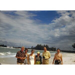 Kodak Slide 1950s Red Border Kodachrome Friends & Family At The Beach